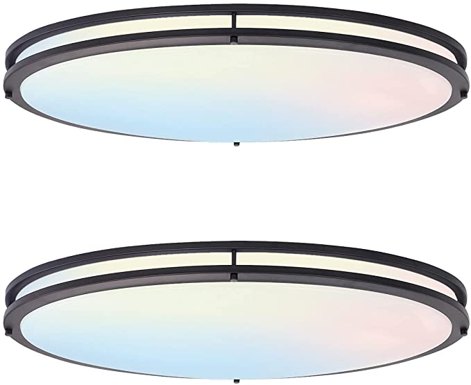 Photo 1 of ASD 32 Inch Oval LED Flush Mount Ceiling Light, 3CCT 3000K/ 4000K/ 5000K Adjustable, 120-277V, Oil Rubbed Bronze Dimmable Ceiling Light, 45W (120W Replace), 4200 Lm, Energy Star, ETL Listed (2 Pack)