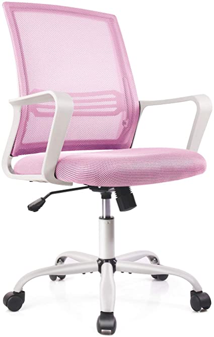 Photo 1 of Office Chair Ergonomic Mesh Chair Computer Desk Chair Executive Home Office Chairs with Lumbar Support Armrest Rolling Swivel Adjustable Mid Back (Light Pink)