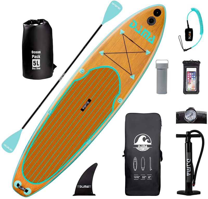 Photo 1 of 
DAMA 9'6"/10'6"/11'Inflatable Stand Up Paddle Board, Yoga Board, Camera Seat, Floating Paddle, Hand Pump, Board Carrier, Waterproof Bag, Drop...