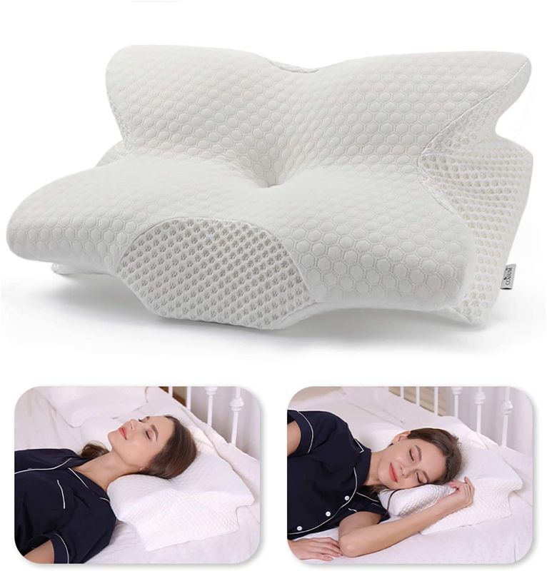 Photo 1 of 
Coisum Back Sleeper Cervical Pillow - Memory Foam Pillow for Neck and Shoulder Pain Relief - Orthopedic Contour Ergonomic Pillow for Neck Support
Color:White