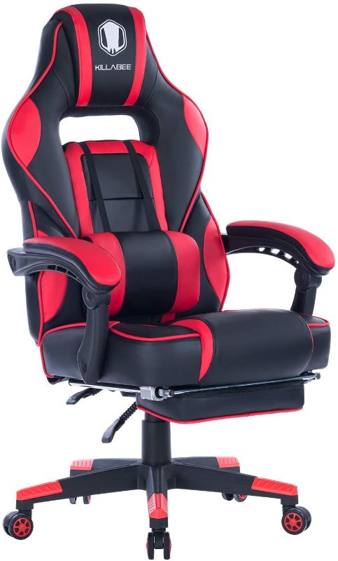 Photo 1 of 
KILLABEE Massage Gaming Chair High Back PU Leather PC Racing Computer Desk Office Swivel Recliner with Retractable Footrest and Adjustable Lumbar Support, Red/Black
26 x 26 x 48.4 inches
