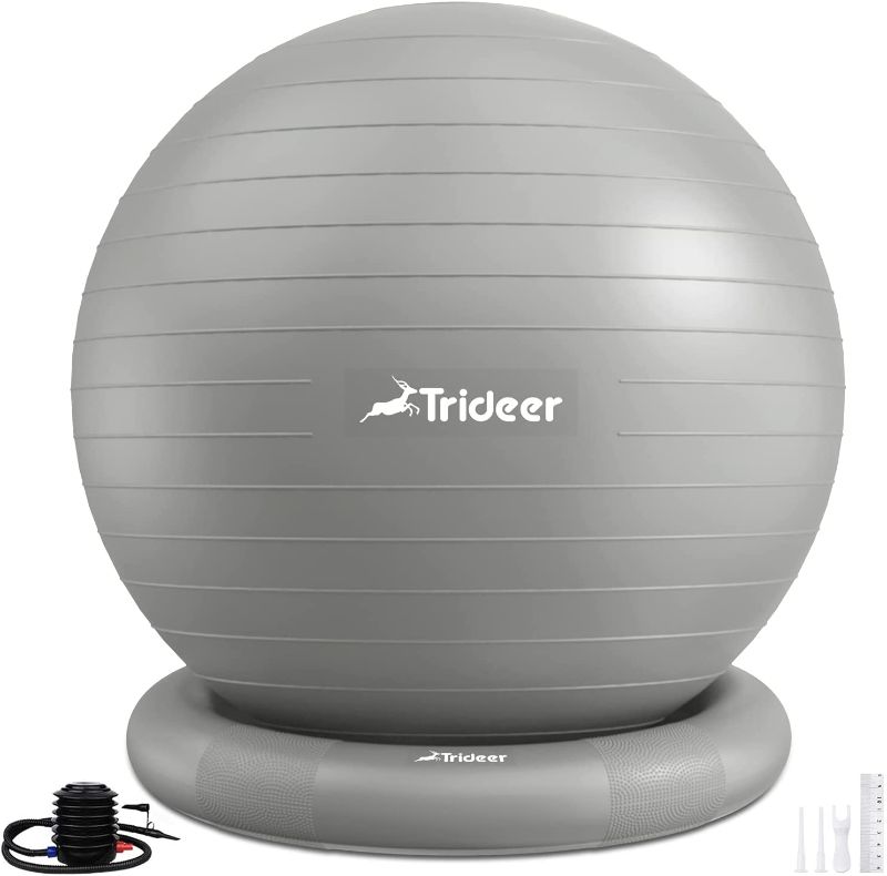 Photo 1 of 
Trideer Ball Chair Yoga Ball Chair Exercise Ball Chair with Base for Home Office Desk, Stability Ball & Balance Ball Seat to Relieve Back Pain, Home Gym...
Color:Silver