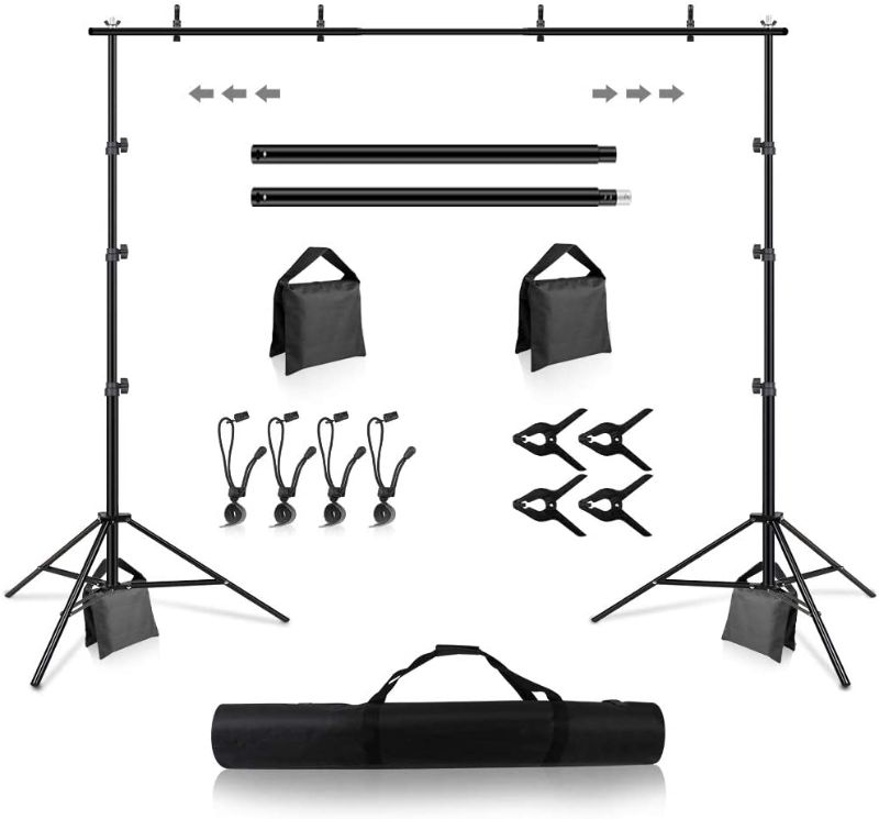 Photo 1 of Backdrop Stand, Heorryn 8.5 x 10ft Background Stand Adjustable Photography Muslin Background Support System Stand for Photo Video Studio
