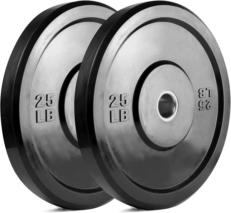 Photo 1 of **just 1 plate**ER KANG Bumper Plates, 2 inch Bumper Olympic Weight Plate with Steel Insert, Free Weight for Strength training, Weightlifting, Home Gym Workout /Single,25lbs) ONE WEIGHT ONLY!
