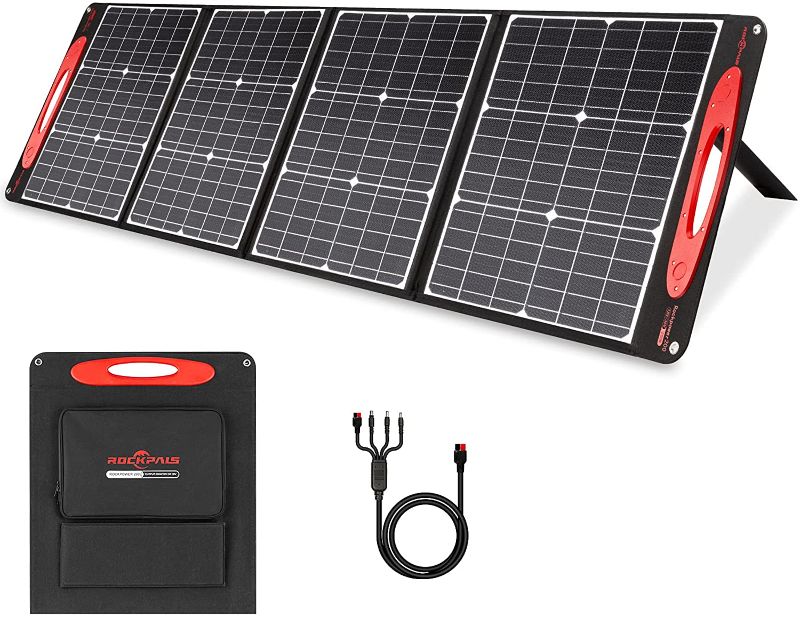 Photo 1 of ROCKPALS Portable Solar Panel 200W/18V/36V - QC 3.0&Type C Output with Kickstand, Foldable Solar Charger for Jackery Explorer/ROCKPALS/Paxcess Portable Solar Power Station Generator and USB Devices
