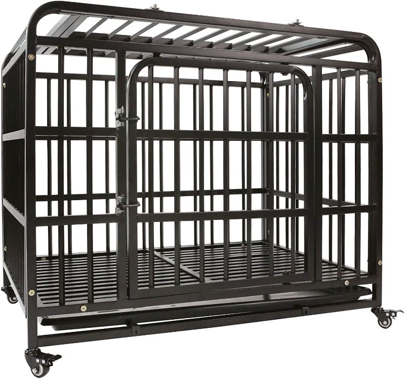 Photo 1 of AGESISI Heavy Duty Dog Crate Strong Metal Dog Cage Dog Kennels for Medium and Large Dogs, Pet Playpen Indoor Outdoor with Four Wheels, Self-Locking Latches, 38 inches
