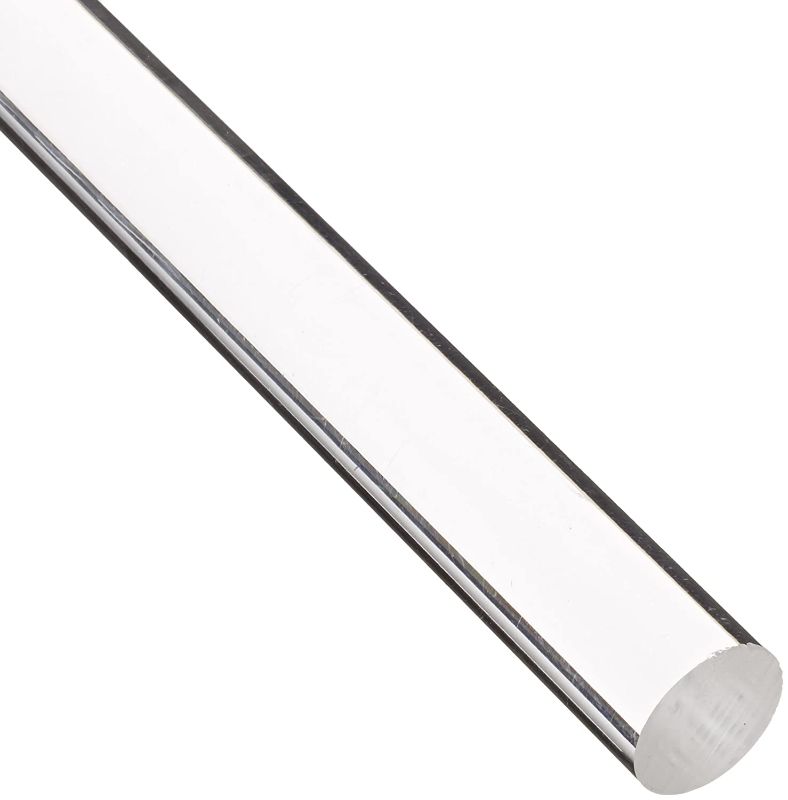 Photo 1 of Acrylic Round Rod, UV-Resistant, Transparent Clear, Meets UL 94HB, 1" Diameter, 6' Length
