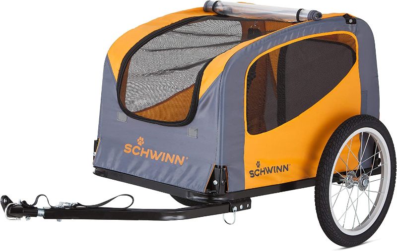 Photo 1 of 
Schwinn Rascal Bike Pet Trailer, For Small and Large Dogs, Folding Frame Carrier, Quick Release Wheels, Universal Bicycle Coupler, Adjustable
Style:Small (Up to 50lbs)
Color:Orange