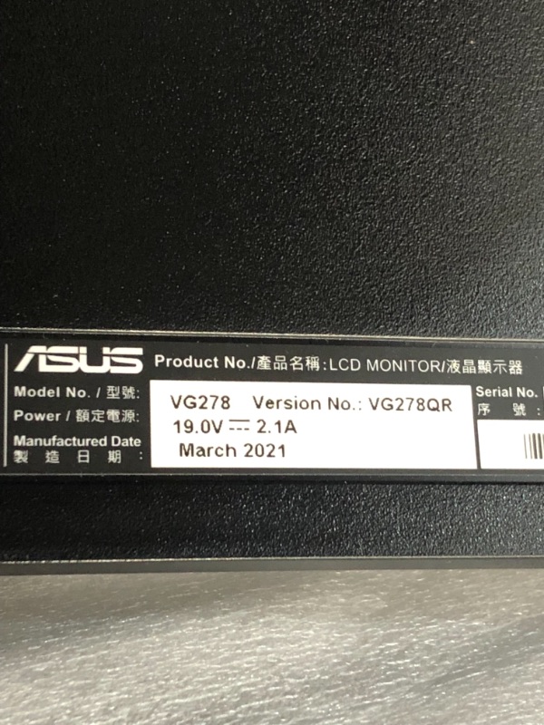 Photo 5 of Asus VG278QR 27" Full HD LED LCD Monitor - 16:9 - Black - 1920 x 1080 - 16.7 Million Colors - FreeSync - 400 Nit Maximum - 500 µs GTG - DVI