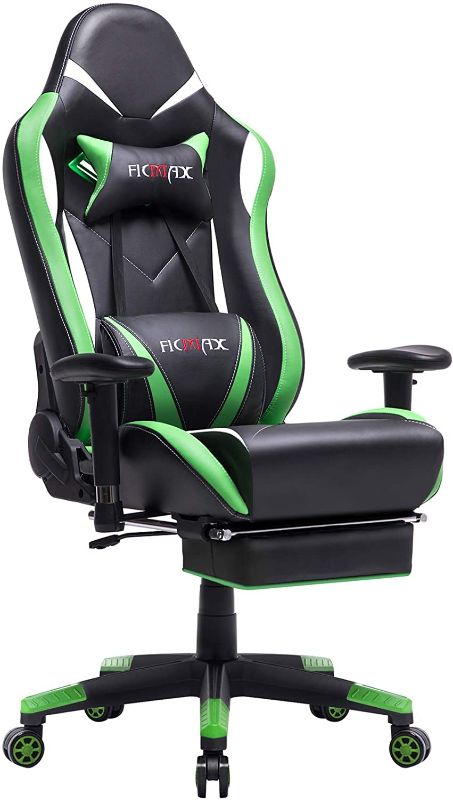 Photo 1 of Ficmax Green Massage Gaming Chair High Back, Big and Tall Computer Gaming Chair with Footrest