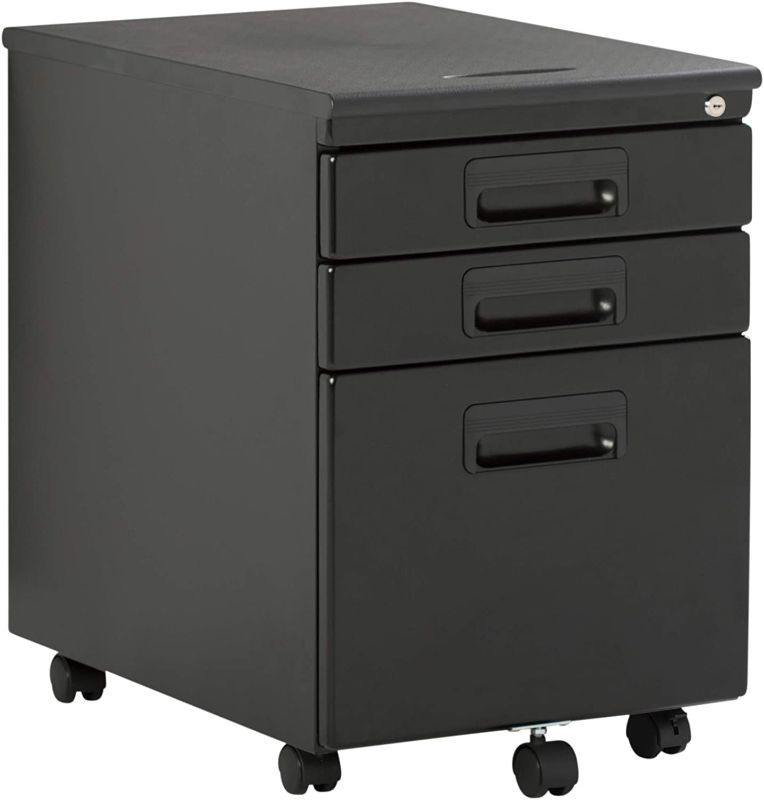 Photo 1 of 3 Drawer Metal Rolling File Cabinet with Locking Drawers
