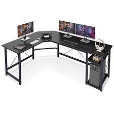 Photo 1 of Coleshome L Shaped Computer Desk 66" with Storage Shelves Gaming L Desk Workstation for Home Office Wood & Metal, Black
