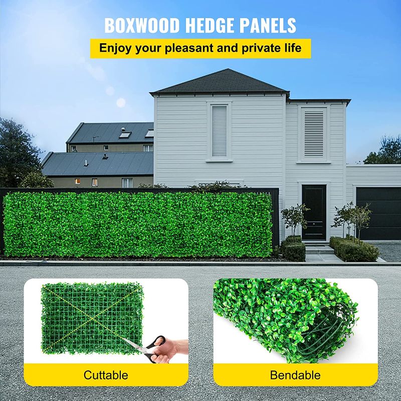 Photo 1 of 8PCS 24"x16"Artificial Boxwood Panels,Boxwood Hedge Wall Panels Artificial Grass Backdrop Wall 1.6",Privacy Hedge Screen UV Protected for Outdoor Indoor Garden Fence Backyard