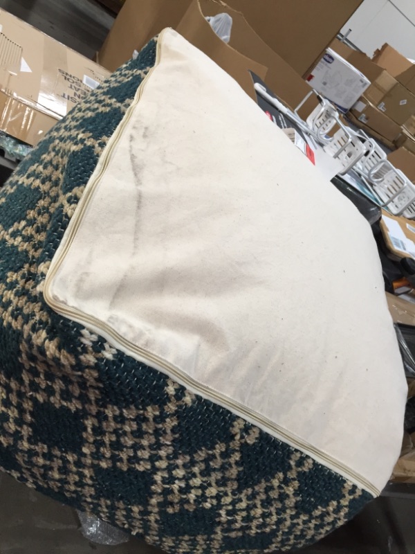 Photo 1 of **GENERAL POST** LE POUF ADULT BEAN BAG, 26"x26"x16.5", TURQUOISE DIAMONDS WITH TAN