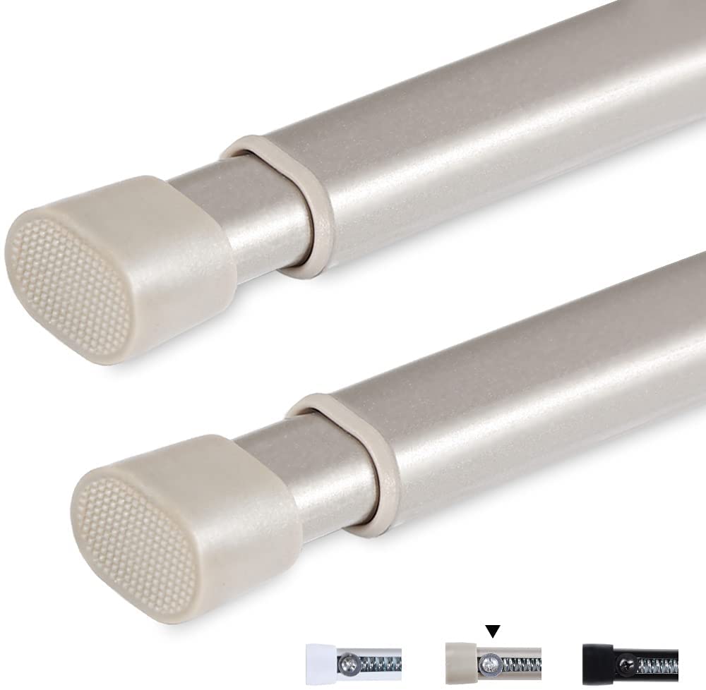 Photo 1 of 2 PACKS- Oval Tension Rods Adjustable Width Curtains Rods 2 PACKS OF (2 Pack) Spring Window Round 22 to 36 inches Spring Curtain Rod Tension Curtain Rod, Nickel
