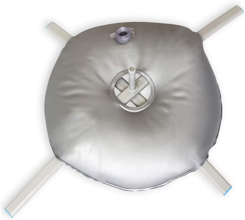Photo 1 of Anley Foldable Ground Base with Water Bag - Fits Flutter Feather Banner Flag Pole with a 0.6" Inner Diameter - Stainless Steel Stand with Round Weight Bag for Outdoor Business - Base Only
