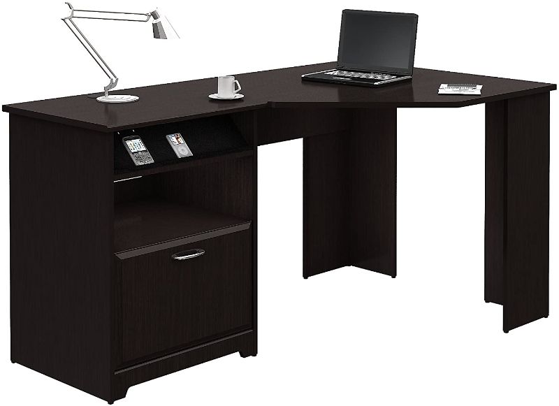 Photo 1 of **BOX 1 OF 2** Bush Furniture Cabot 60W Corner Desk, Espresso Oak