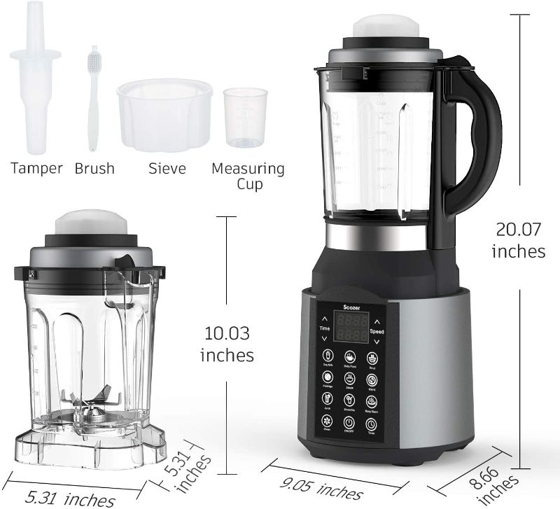 Photo 1 of Blender for Shakes and Smoothies, Scozer 2000W High Speed Smoothie Blender for Kitchen, 59 Oz + 44 Oz Hot & Cold Countertop Glass Jars Food Blender for Cocktail, Soup, Juice, Cream
