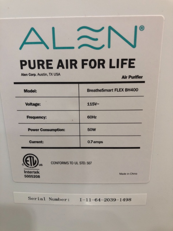 Photo 4 of Alen 45i Air Purifier, Quiet Air Flow for Large Rooms, 800 SqFt, Air Cleaner for Allergens, Dust, Mold, Pet Odors, Heavy Smoke with Long Filter Life
