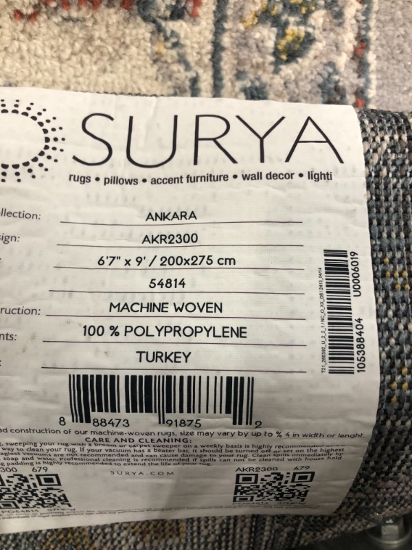 Photo 1 of Ankara AKR-2300 6'7" x 9' Rug Medium Gray/Taupe/Pale Blue/Teal/Cream/Orange
