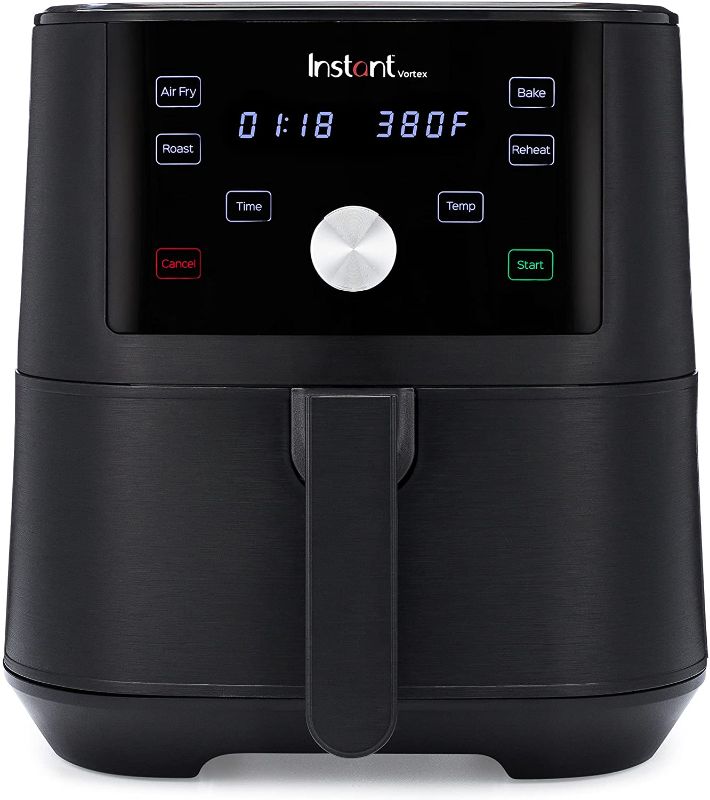 Photo 1 of Instant Vortex 6 Quart Air Fryer, Customizable Smart Cooking Programs, Digital Touchscreen and Large Non-Stick Air Fryer Basket, Black
