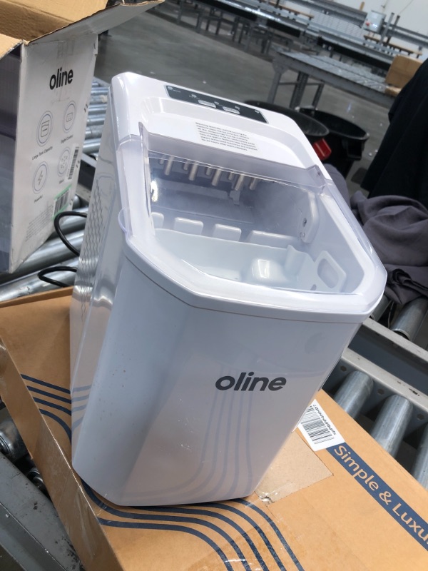 Photo 1 of FINVIE Portable Ice Maker Machine for Countertop, Bullet-Shaped Ice Cubes Ready in 8 Minutes, 26 Pounds in 24 Hours, with Ice Scoop and Basket (White)
