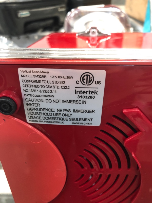 Photo 1 of Nostalgia SM32RR Slush Drink Maker, 32-Ounce, Retro Red
