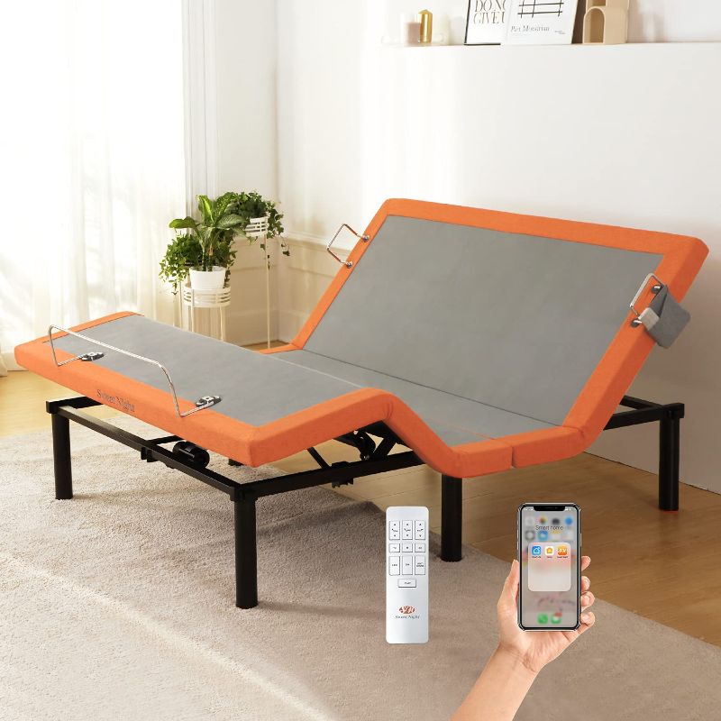 Photo 1 of Adjustable Bed Frame Queen, Sweetnight Tranquil Adjustable Base with Bluetooth Wireless Syncing, Under Bed Light with Motion Sensor, Comfort Customise Positions, Dual USB Ports, Upholstered

