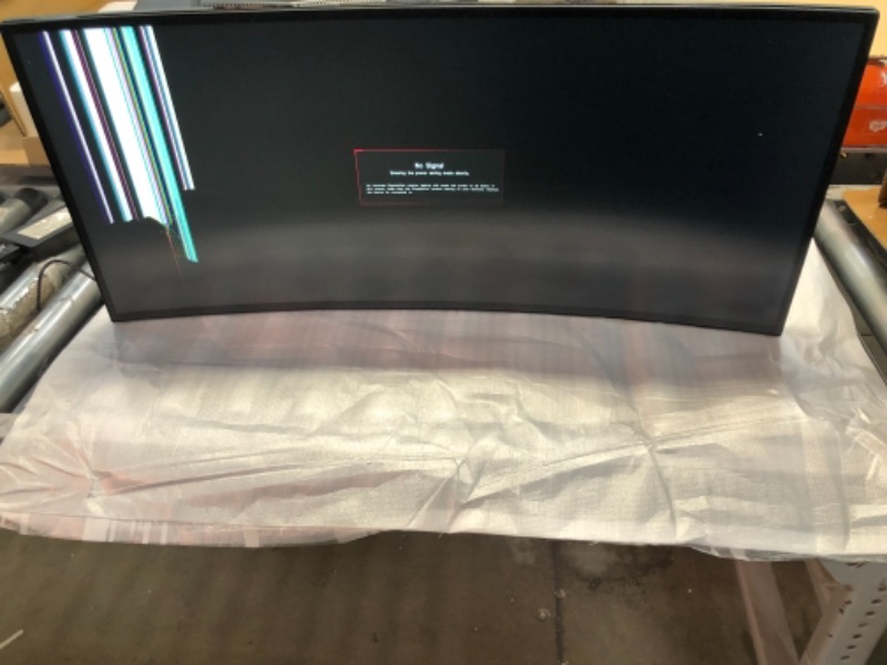 Photo 1 of LG UltraGear 34GK950F-B 34" Class IPS UltraWide QHD Curved 144Hz LED Gaming Monitor with AMD Radeon FreeSync 2, 3440x1440
**USED, SCREEN DAMAGE REFER TO PHOTO, MISSING HARDWARE**