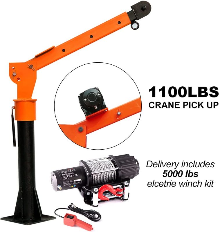 Photo 1 of ***PARTS ONLY*** Pismire Winch 0.5T Folding Truck-Mounted Crane with Electric Winch 12V, Painted Steel 1100 lb Pickup Truck Jib Cranes 360 Swivel (5000 lbs Crane)
**WINCH MISSING**