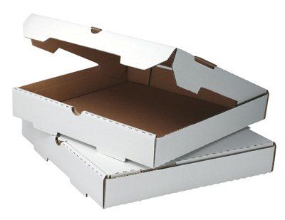 Photo 1 of 14" x 14" x 2" White Unprinted Corrugated Pizza Boxes (50 Boxes) - AB-238-1-02
