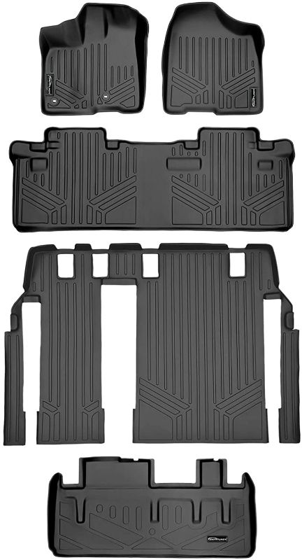 Photo 1 of MAXLINER Floor Mats 3 Rows and Cargo Liner Behind 3rd Row Set Black for 2013-2018 Toyota Sienna 8 Passenger Model
