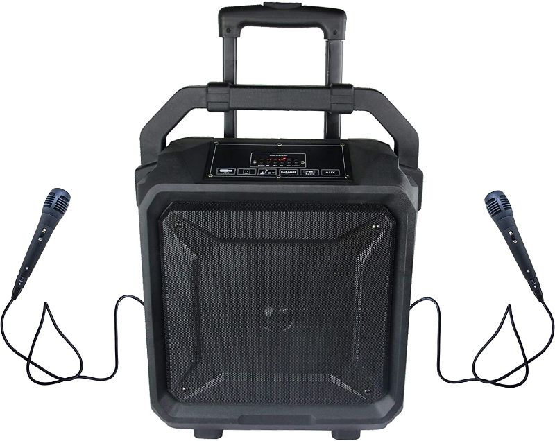 Photo 1 of Milanix Tailgate Portable Bluetooth PA Karaoke Speaker with 2 Microphones, USB Charge Port, Guitar Input, 2 Mic Inputs, SD, MP3, FM, and Recording Ability
