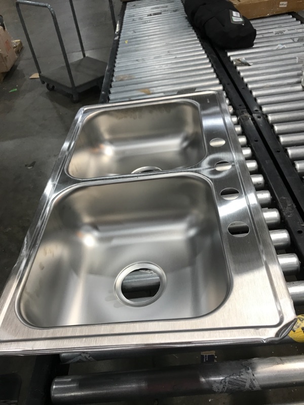 Photo 2 of Dayton Stainless Steel 33" x 19" x 6-7/16", Equal Double Bowl Drop-in Sink