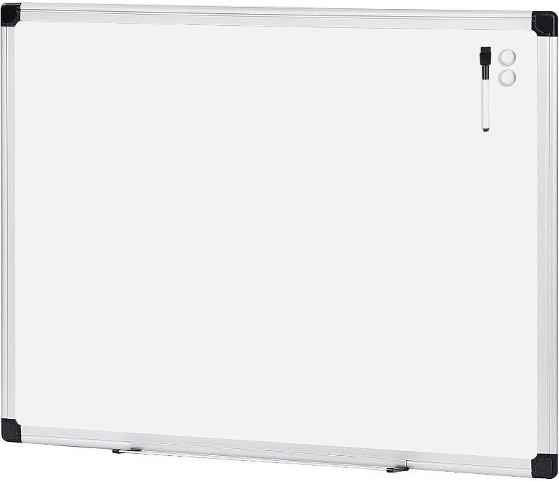 Photo 1 of Amazon Basics Magnetic Dry Erase White Board, 35 x 47-Inch Whiteboard - Silver Aluminum Frame
