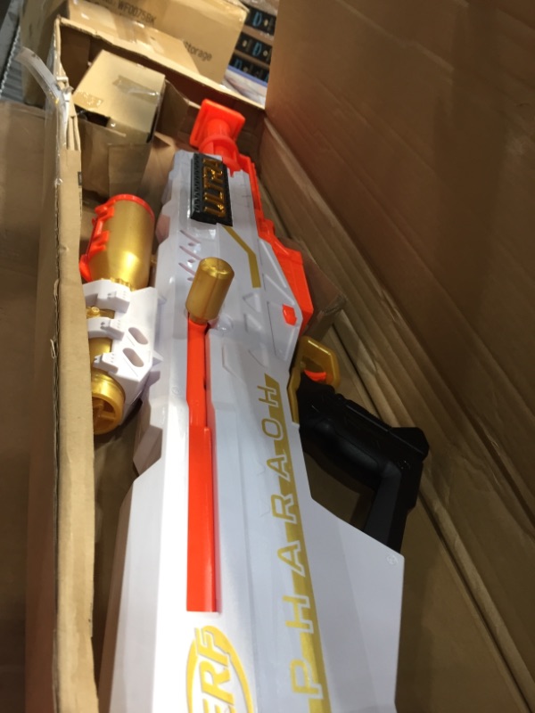 Photo 2 of NERF Ultra Pharaoh Blaster with Premium Gold Accents, 10-Dart Clip, 10 Ultra Darts, Bolt Action, Compatible Only Ultra Darts
