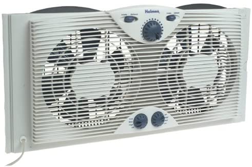 Photo 1 of Holmes Dual 8" Blade Twin Window Fan with Manual Controls, 3 Speed Settings, White
FANS SHAKE WHEN ON.