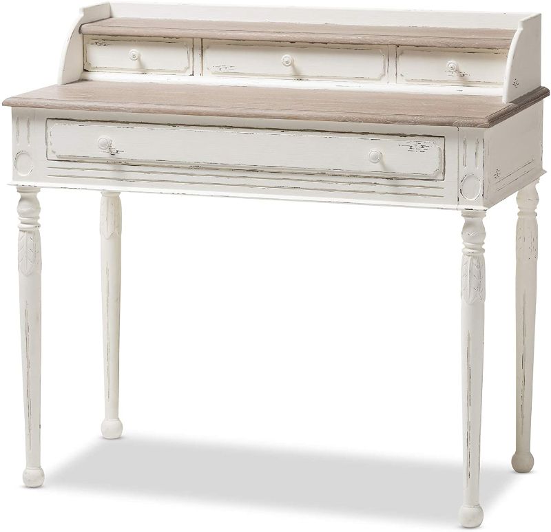 Photo 1 of Baxton Studio Anjou Traditional French Accent Writing Desk, White
