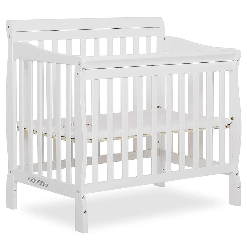Photo 1 of Dream On Me Aden 4-in-1 Convertible Mini Crib in White, Greenguard Gold Certified, 36x23x39 Inch (Pack of 1)
