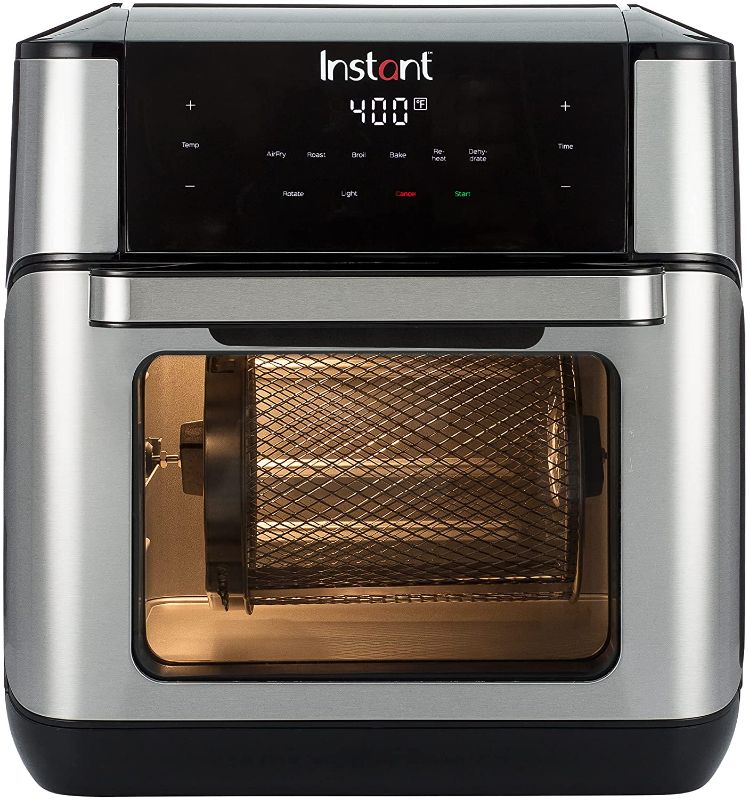 Photo 1 of Instant Vortex Plus 10 Quart Air Fryer, Rotisserie and Convection Oven, 7-in-1 Air Fry, Roast, Bake, Dehydrate and Warm, Stainless Steel
