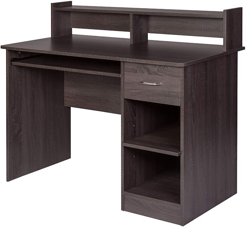 Photo 1 of OneSpace Essential Computer Desk, Hutch with Pull-Out Keyboard, Grey Oak 21.75” D x 43.25” W x 37.5” H 
