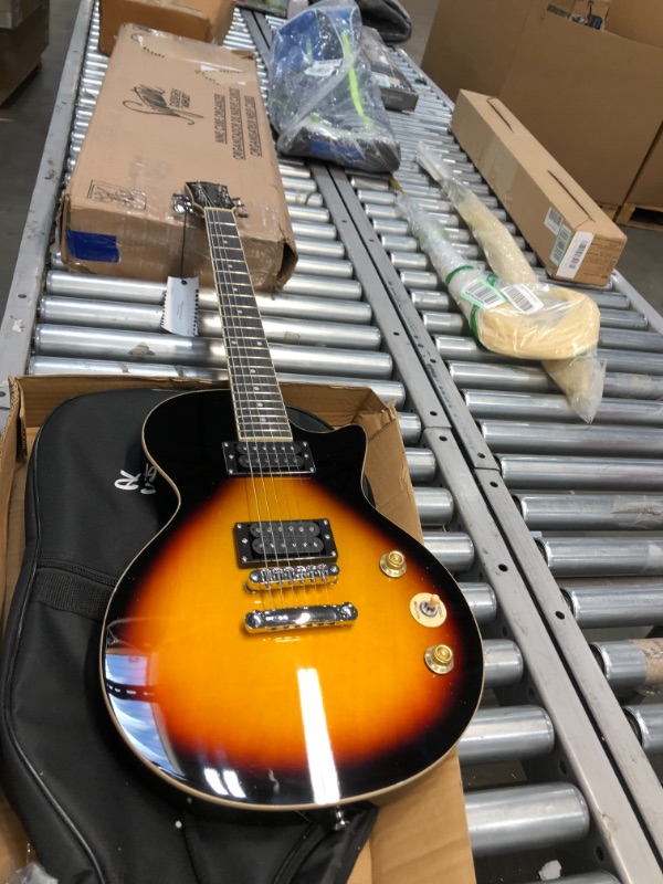 Photo 4 of Donner 39 Inch Les Paul Electric Guitar Solid Body Beginner Kit Sunburst Full Size, with Bag, Strap, Cable, for Beginner,DLP-124S
