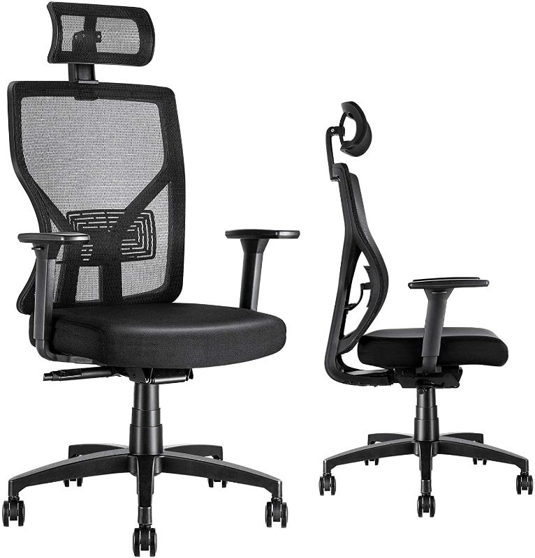 Photo 1 of Ergonomic Office Chair Adjustable Desk Chair with Sliding Seat, MOLENTS High Back Mesh Computer Chair with Adjustable Lumbar Support,Headrest,3D Armrest, Swivel Home Office Desk Chair, Thick Wide Seat **MISSING THE BASE**
