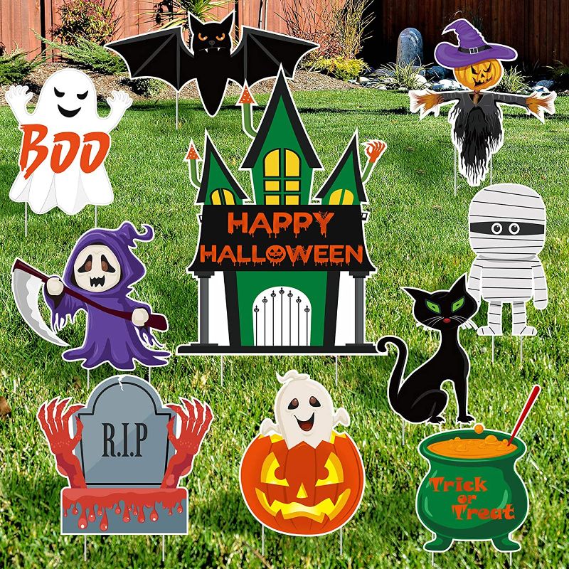 Photo 1 of 10 PACK OF HALLOWEEN YARD SIGN DECORATIONS**SOLD AS IS**SET OF 2**