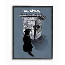 Photo 1 of 11 in. x 14 in. “Lab- Funny Dog Silhouette Waiting By the Outhouse Black Framed Wall Art" by Jim Baldwin
