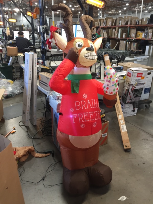 Photo 2 of 6 ft Pre-Lit LED Animated Airblown Shivering Reindeer Christmas Inflatable
AS IS USED, LEANS BACK (DOESNT STAND STRIGHT) 