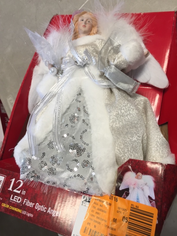 Photo 2 of 12 in. LED Angel Silver Christmas Tree Topper
