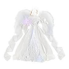 Photo 1 of 12 in. LED Angel Silver Christmas Tree Topper
