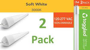 Photo 1 of (2-pack) Toggled, 120-277 VAC, Direct-wire LED 4 ft. Tube - Soft White (3000K)