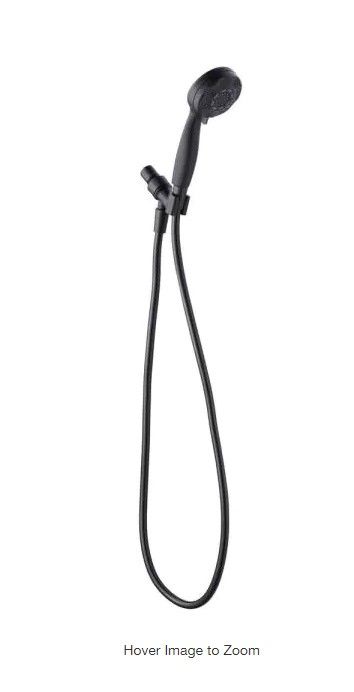 Photo 1 of 6-Spray Patterns with 1.8 GPM 3.6 in. Wall Mount Handheld Shower Head in Matte Black
AS IS USED